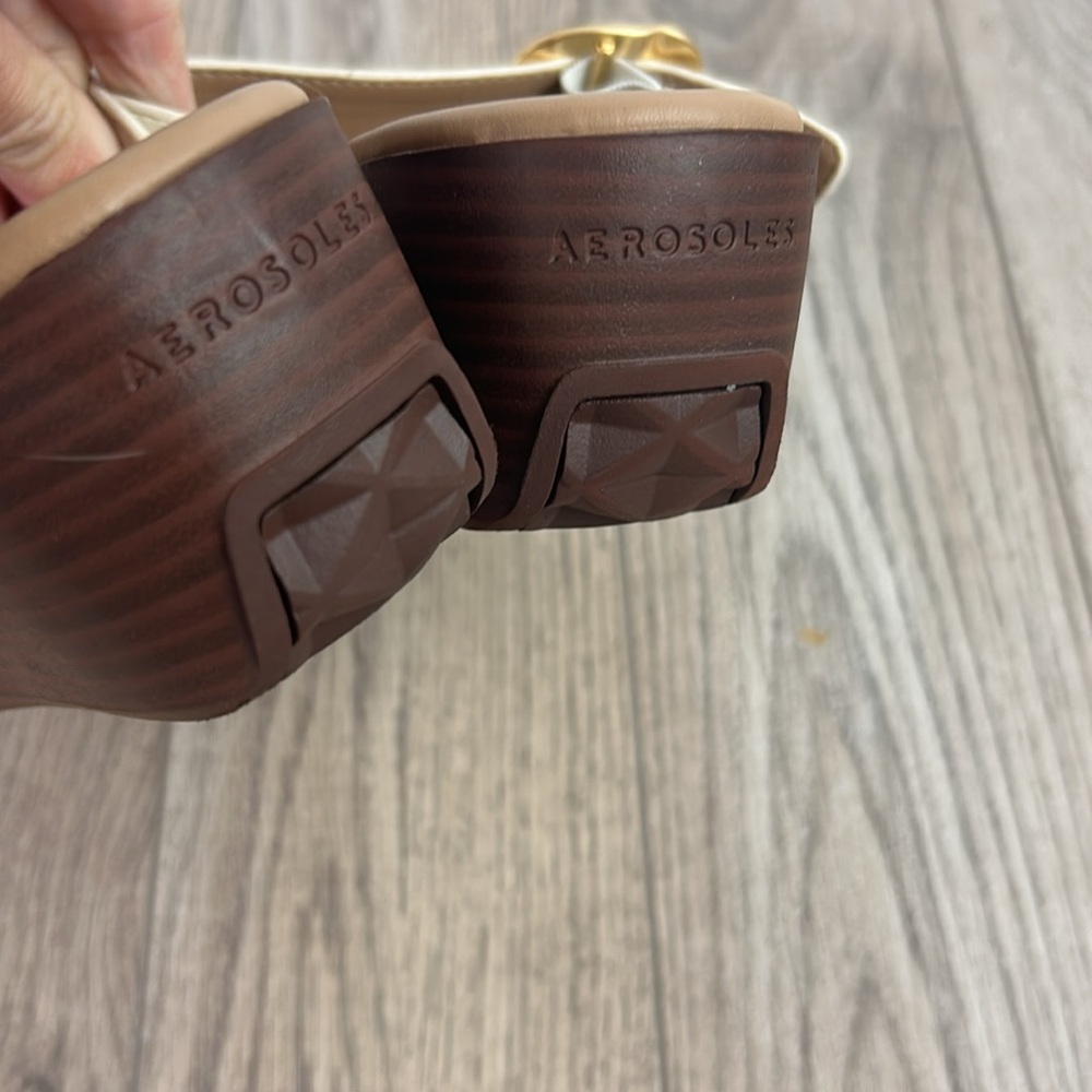 New Aerosoles Izola Cream Gold Wedge Sandal 10 - Picture 5 of 7